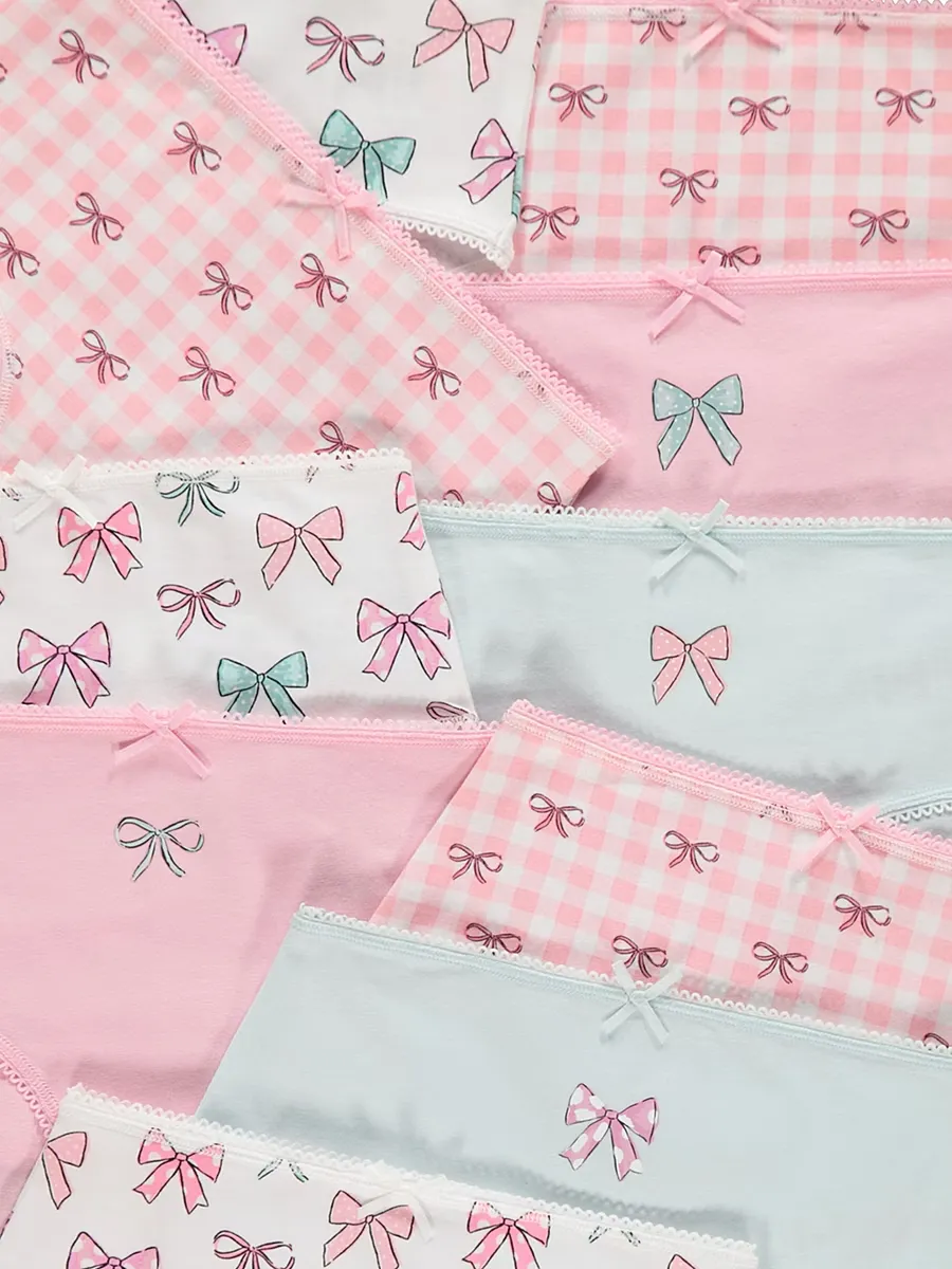 Bow Gingham Briefs 10 Pack