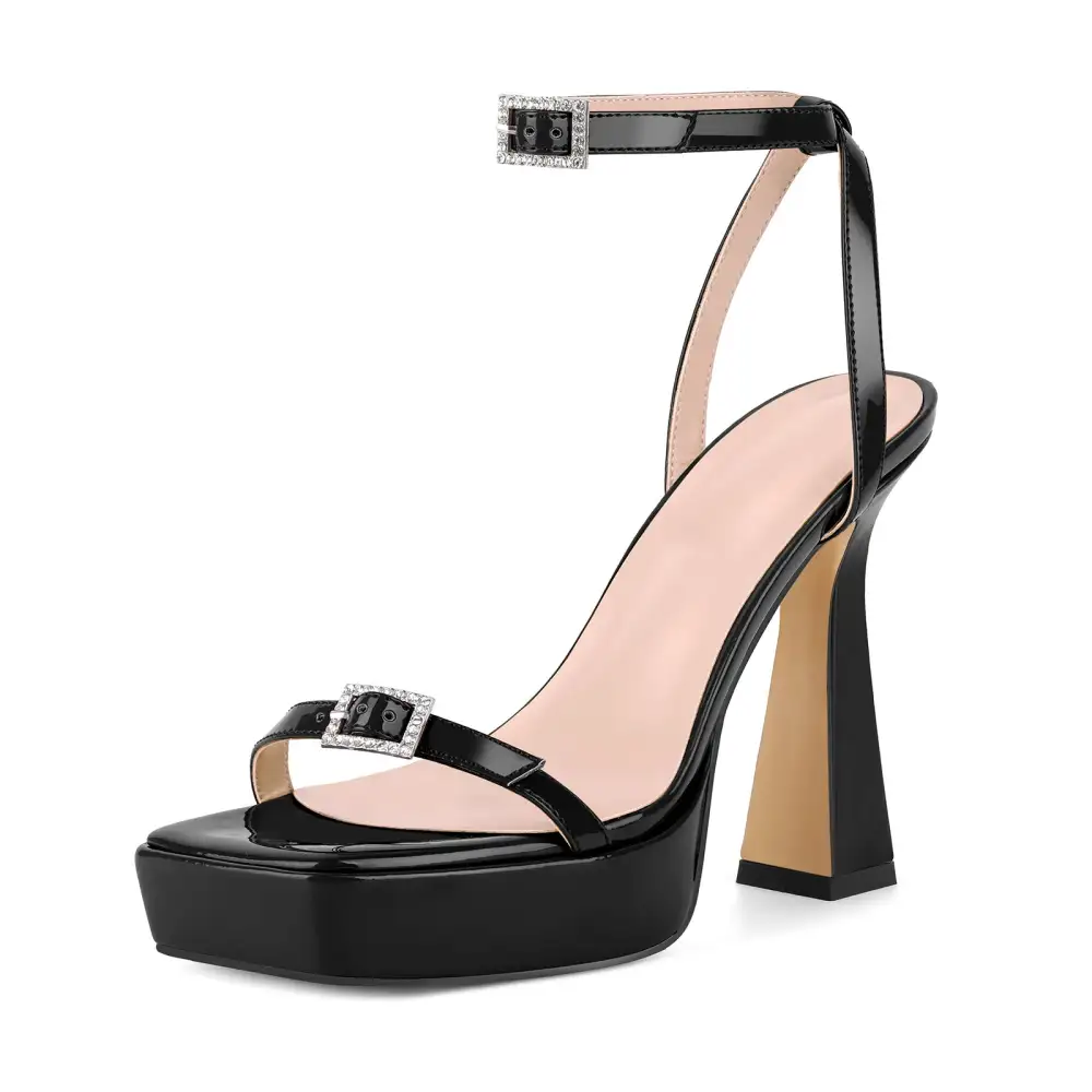 Square Toe Platform Ankle Strap Sandals