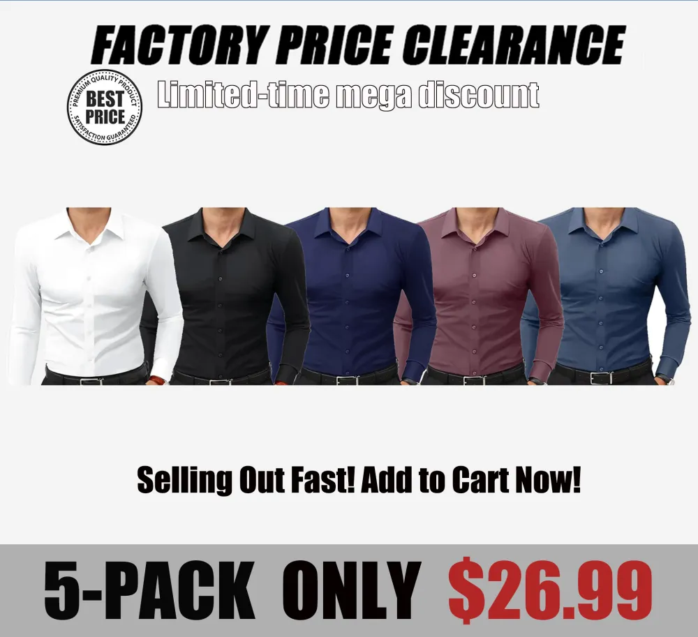 Gentle Dress Shirts 16-Way Stretch Slim Fit Long Sleeve Button Down Business Casual Shirts Wrinkle Free Traveler Shirts Top Menswear
