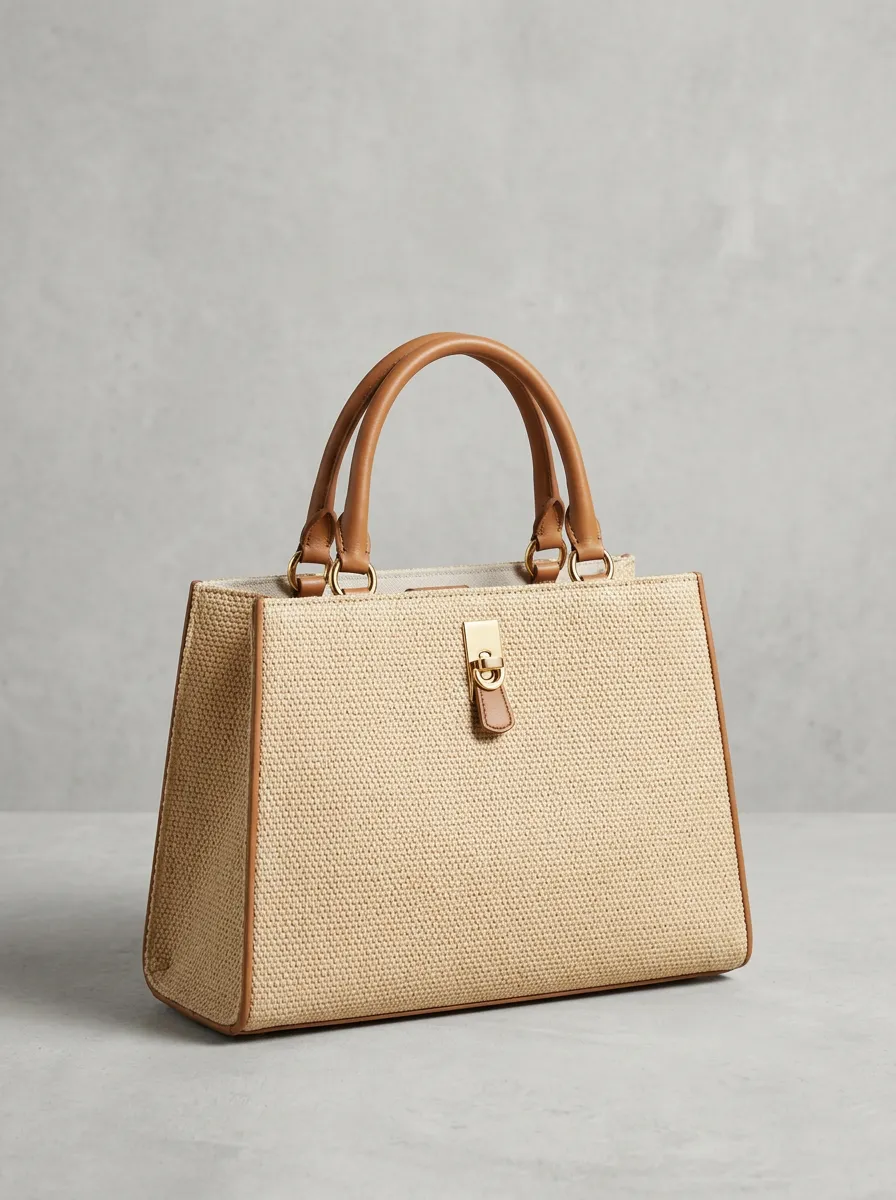 Classic Woven Straw-Style Women's Tote Bag