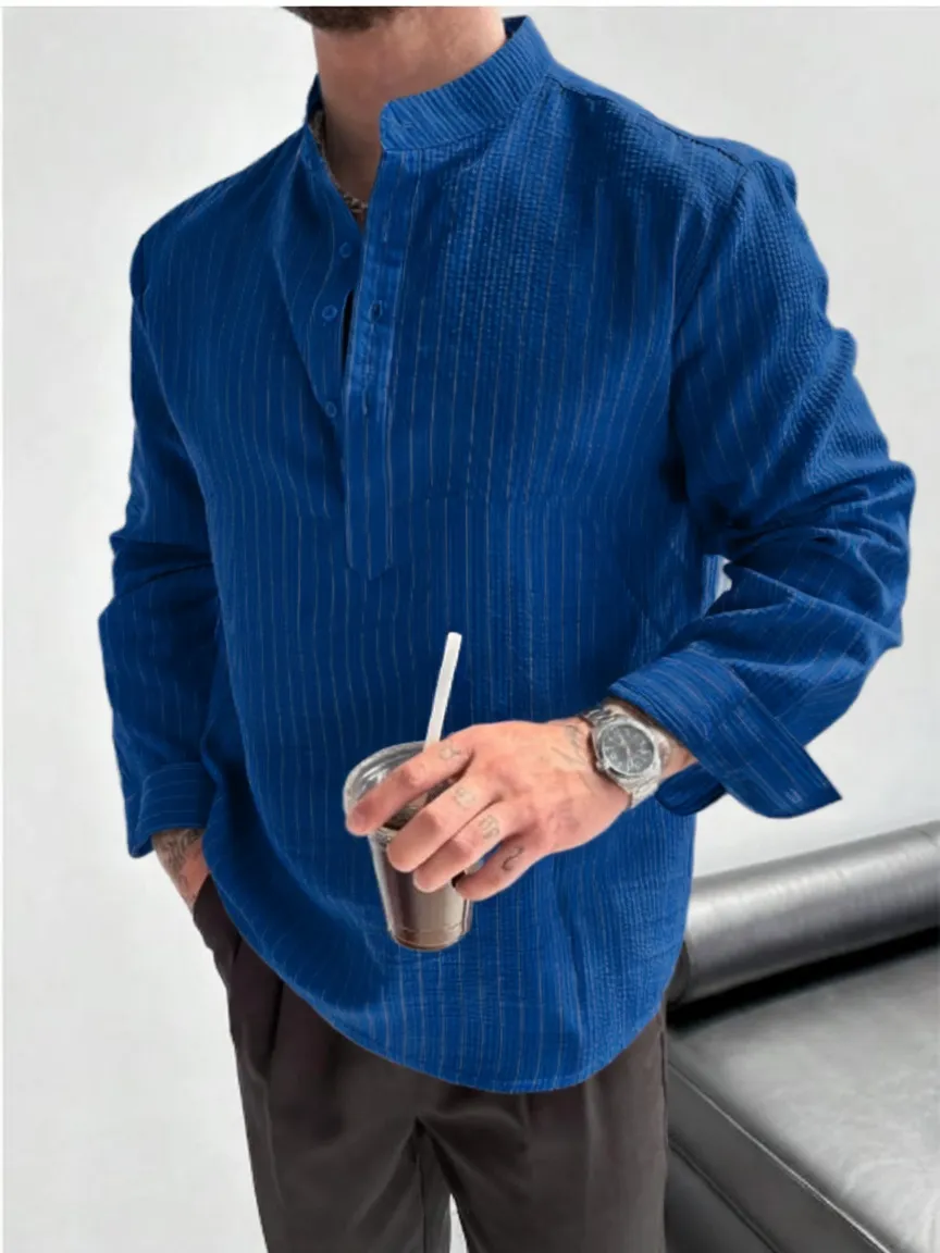 2026 New Men's Striped Long-Sleeve Shirt