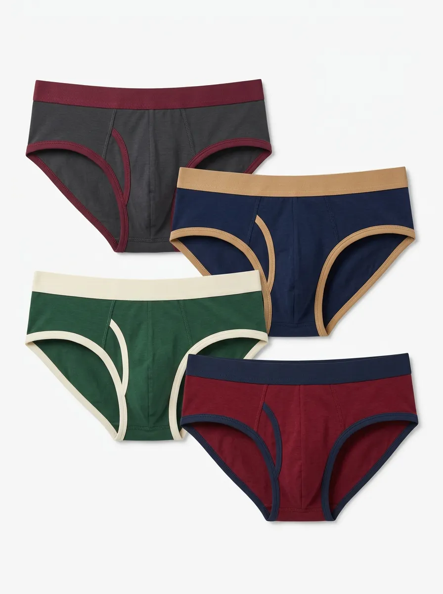 Men's 4-Pack Y-Front Contrast-Trim Briefs
