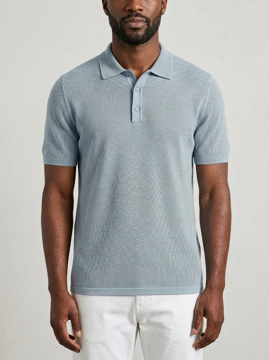Textured-Knit Men's Polo Shirt