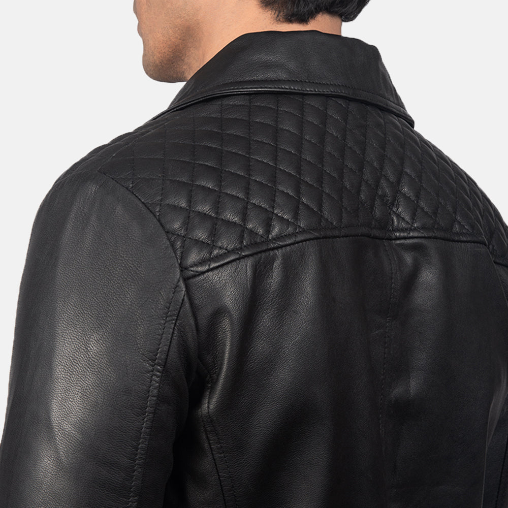 Men's Classic Biker Leather Quilted Jacket