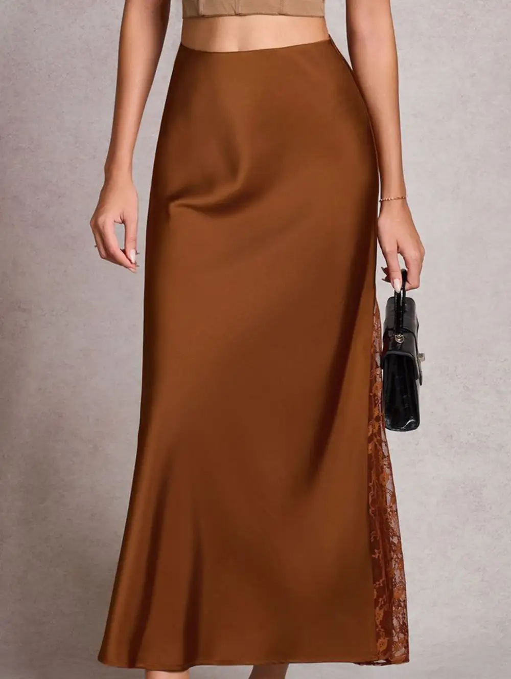 Satin Lace A Line Skirt