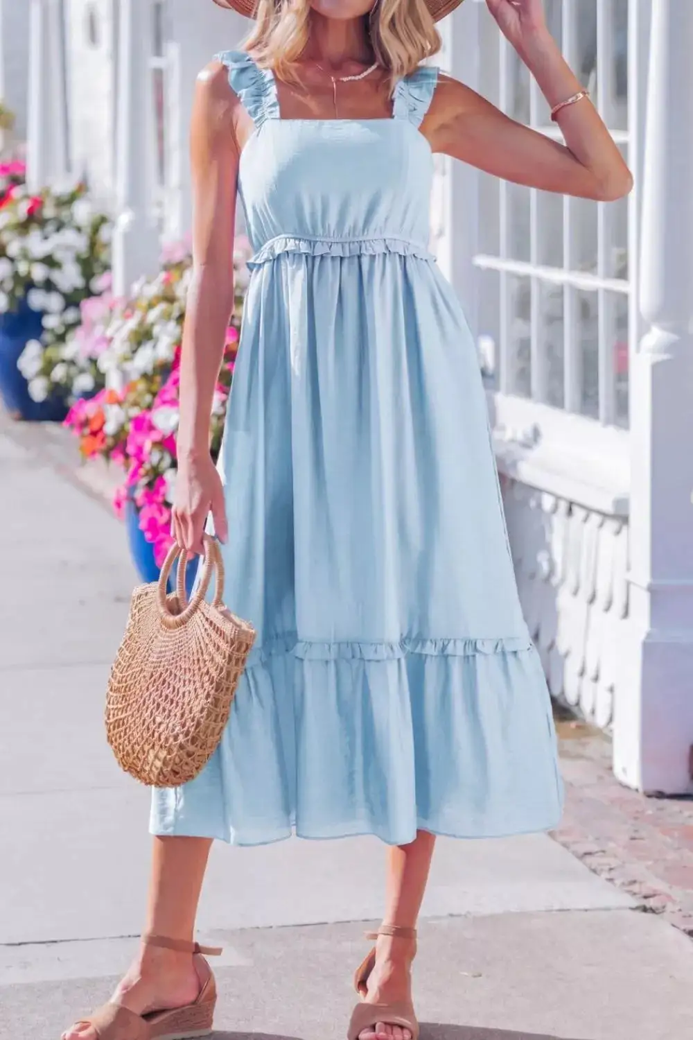 Ruffle Sleeveless Casual Dress