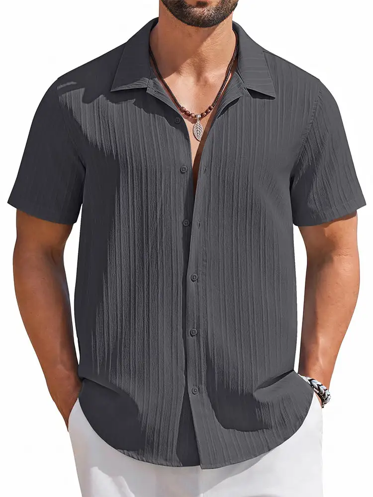 Casual Summer Textured Short Sleeve Shirt