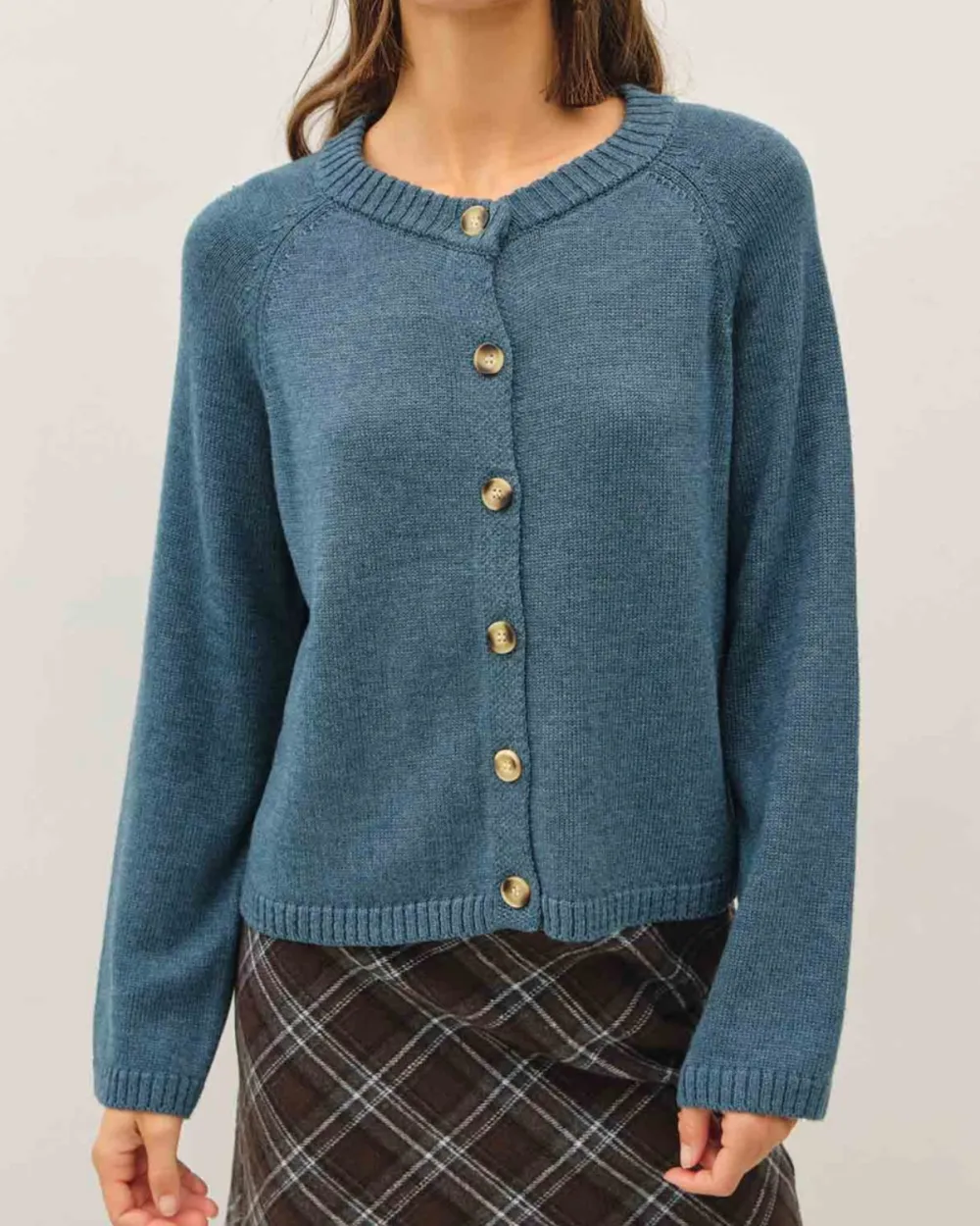 Crewneck Raglan Sleeve Cardigan