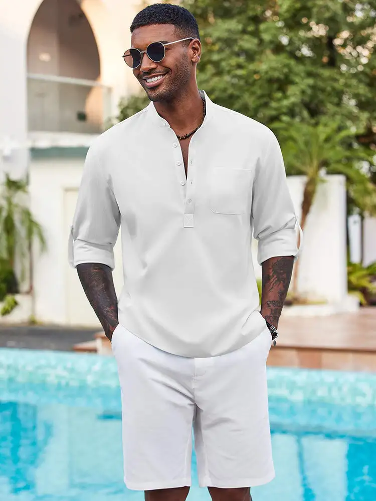 Casual Summer Vacation Henley Shirt