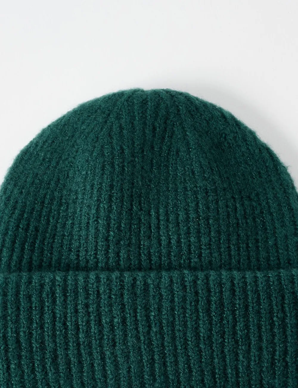 Warm Ribbed Pine Green Hat