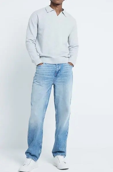 Men's Grey Slim Fit Trendy Textured Polo Shirt