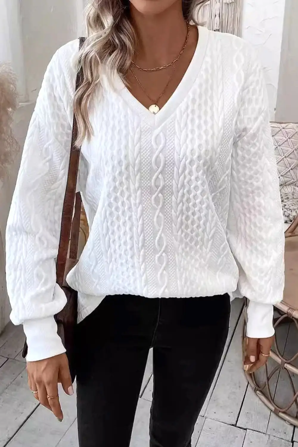 Women's Solid Knit Textured Top