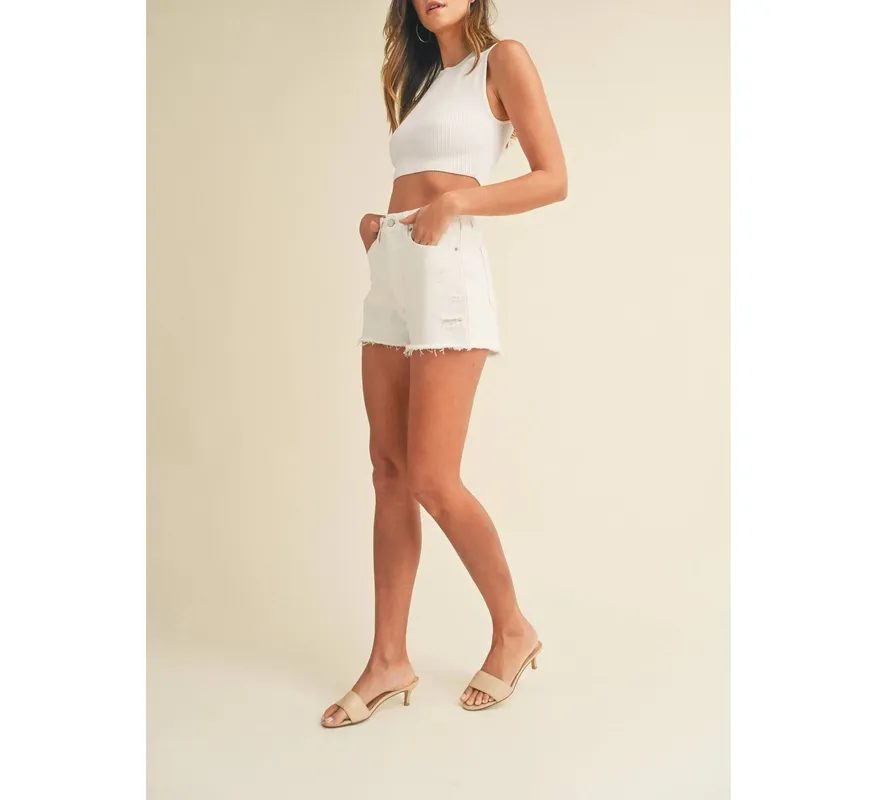 High-Rise A-Line Denim Shorts