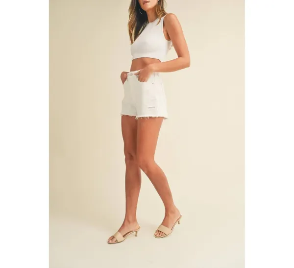 High-Rise A-Line Denim Shorts
