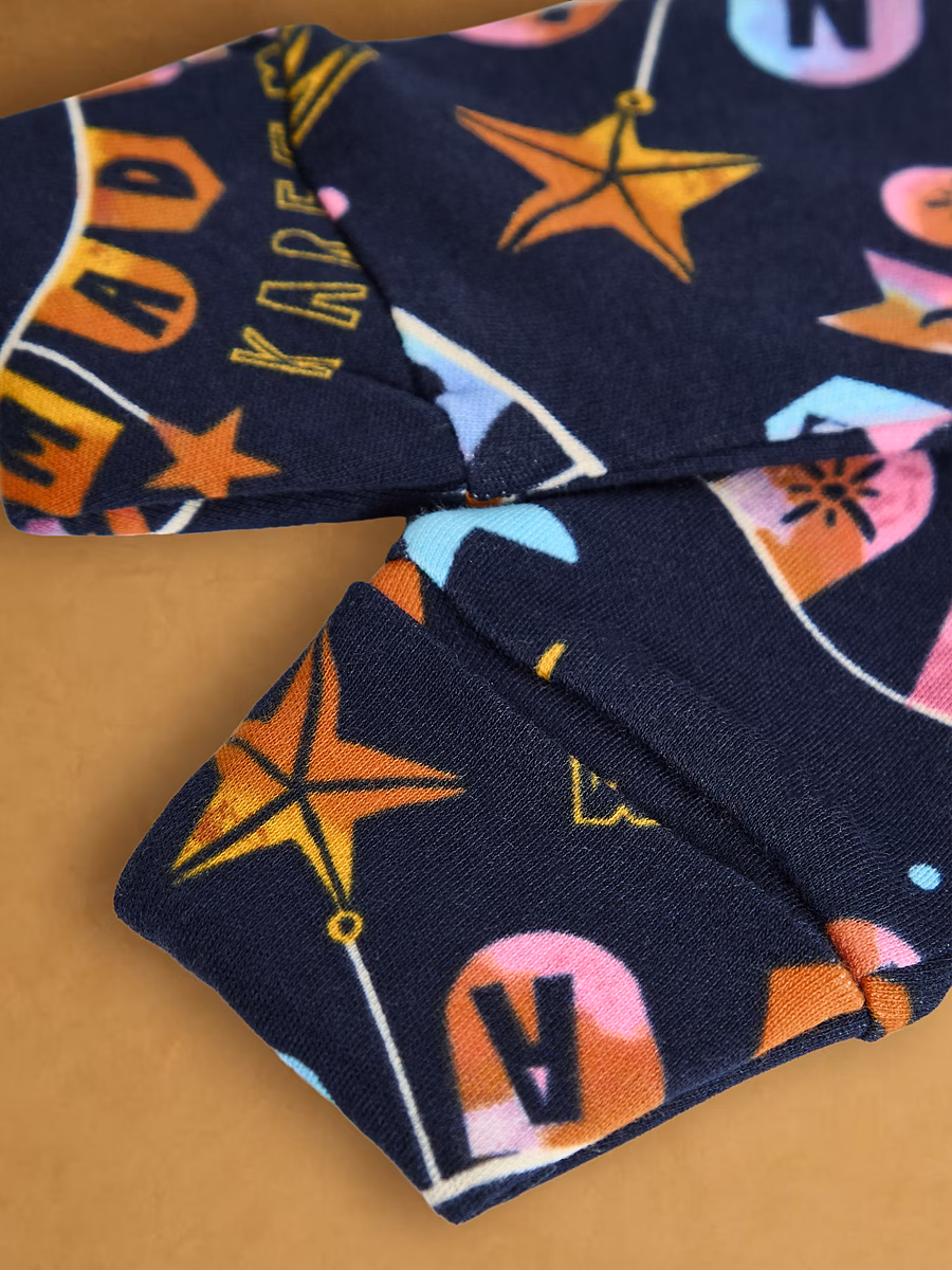 Navy Ramadan Matching Baby Family Sleepsuit detail 1