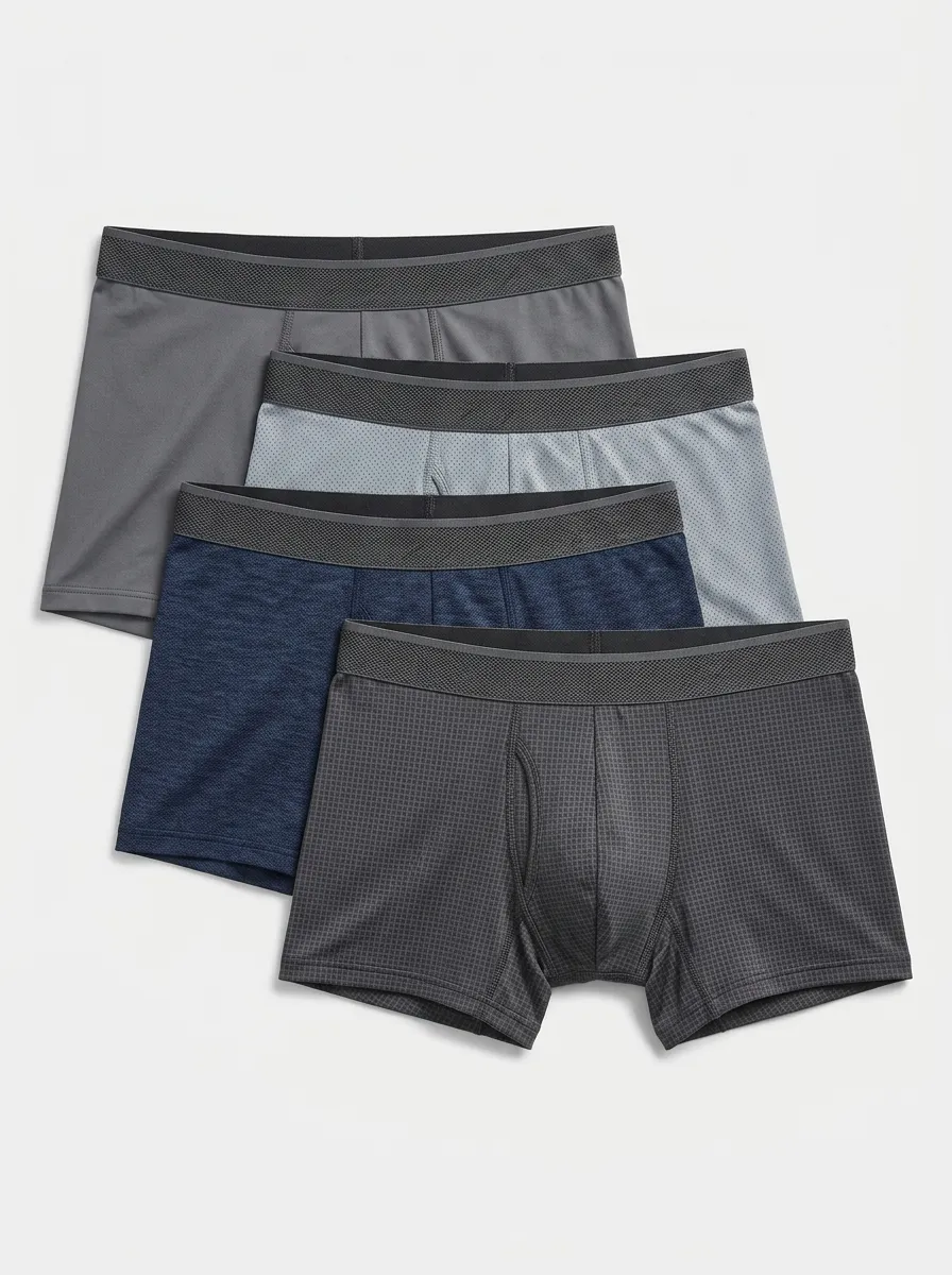 Men's Multi Pattern Breathable Mesh 4-Pack Boxer Briefs