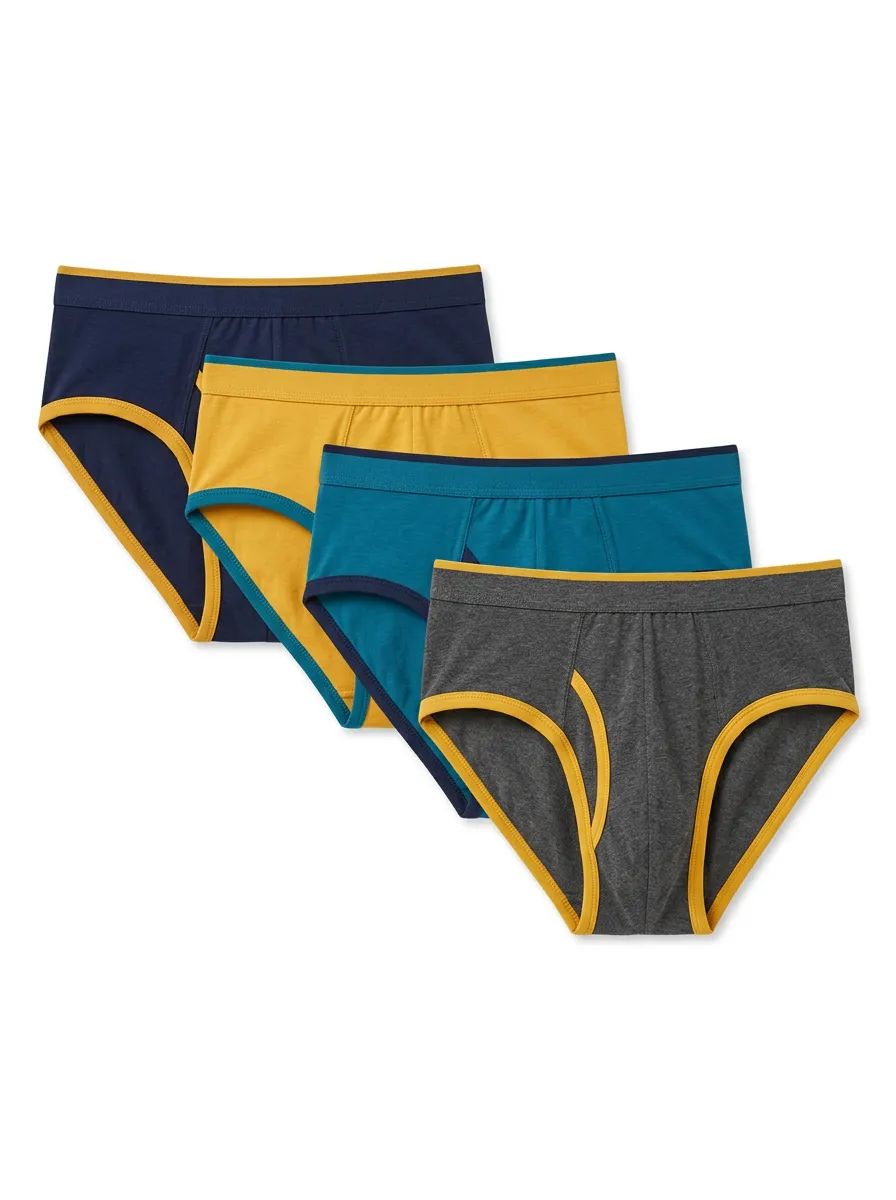 Men's 4-Pack Contrast-Binding Full-Coverage Briefs
