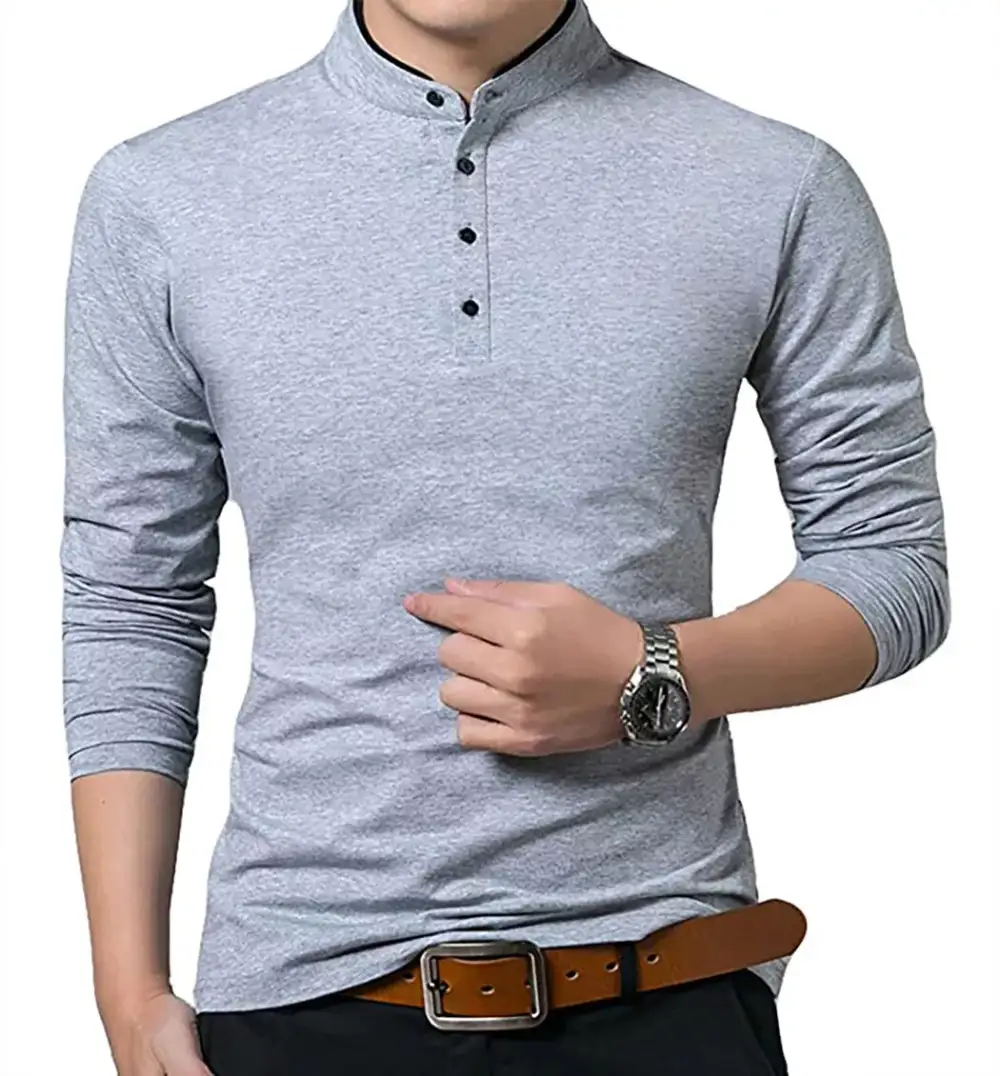 Refined Mandarin Collar Grandad Collar Polo Collar Polo Shirt