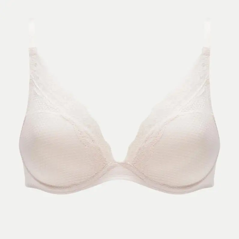 Women's Push-Up Plunge Padded Lace Mesh Smoothing Bra