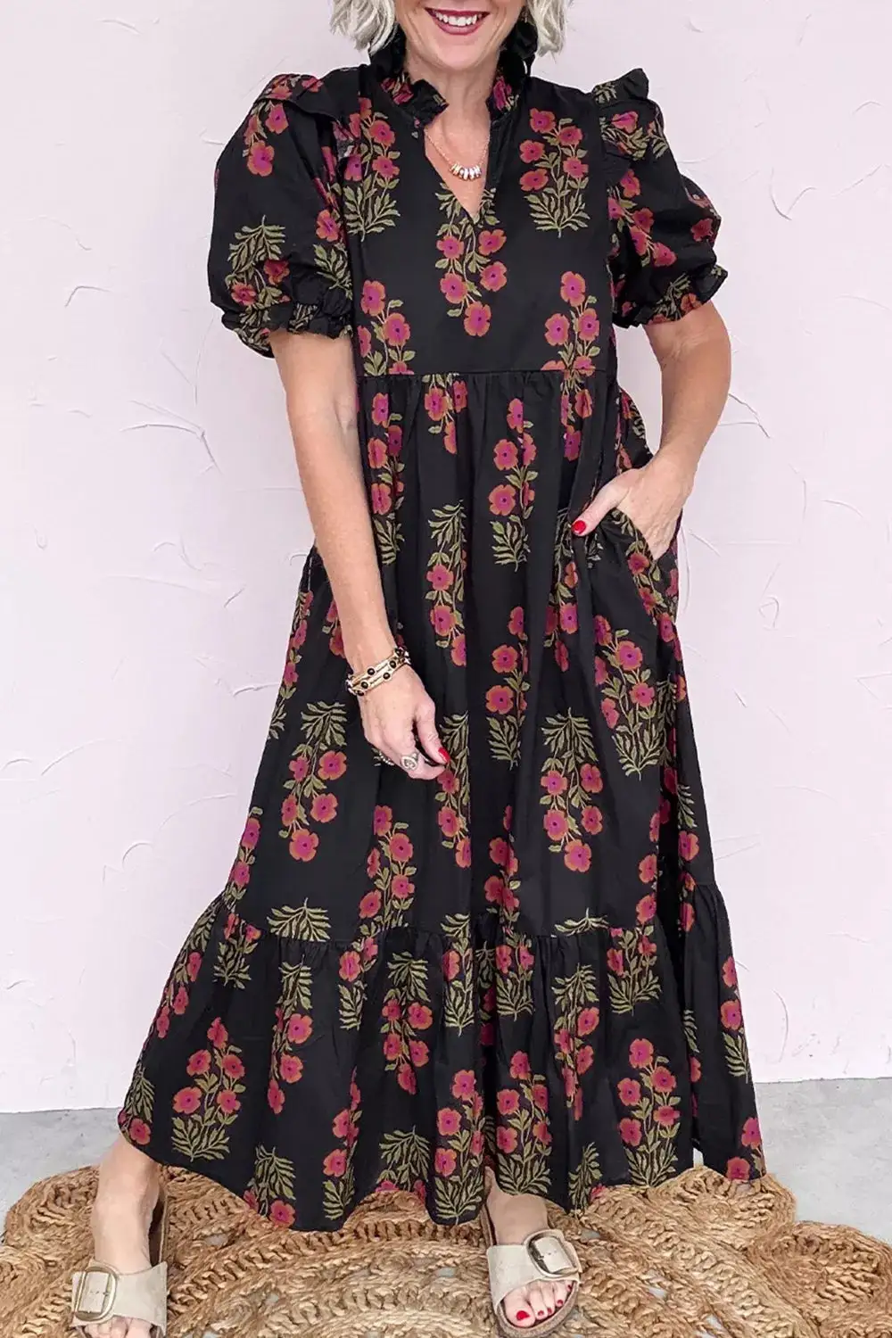 Floral Printed Tiered Maxi Dress