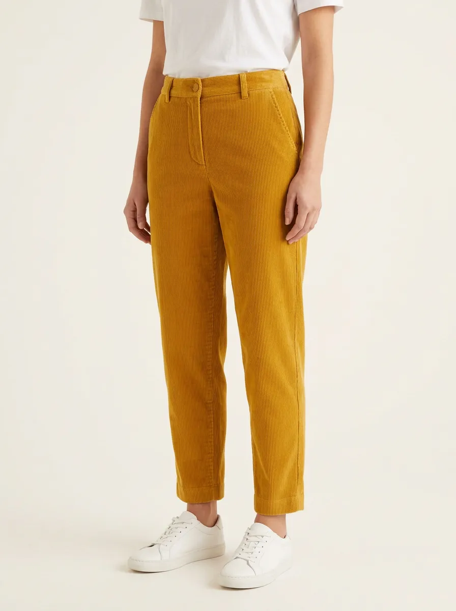 Women's Fine-Wale Ankle-Length Tapered Corduroy Pants
