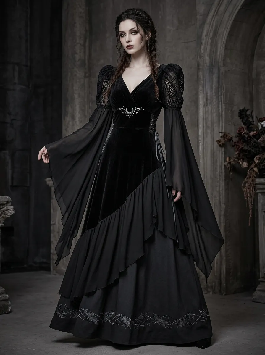 Punk Moon Velvet Gothic Edit Women's Gothic Dress