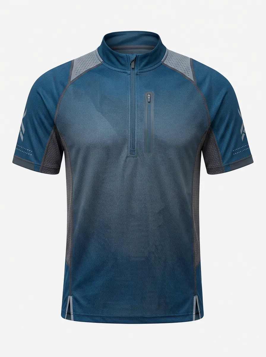 Men's Sports Outdoor Cycling Reflective Zippered Jersey Shirt