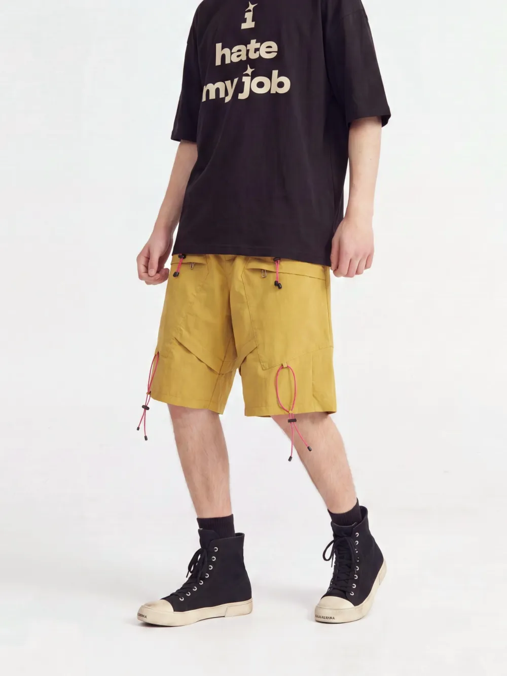 Elastic Waist Stretch Utility Casual Shorts