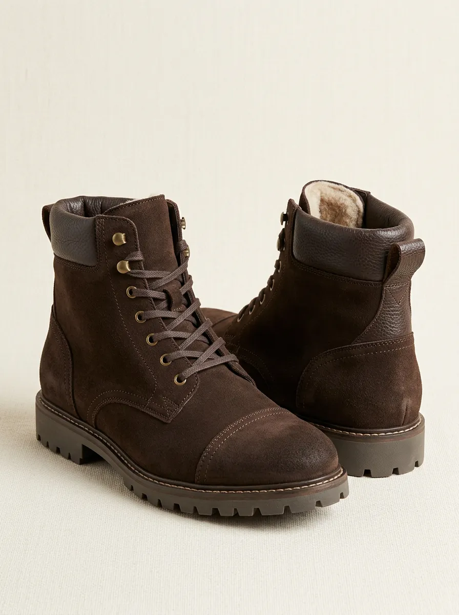 Heritage Suede Look Lace-Up Fit Unisex Warm Boots