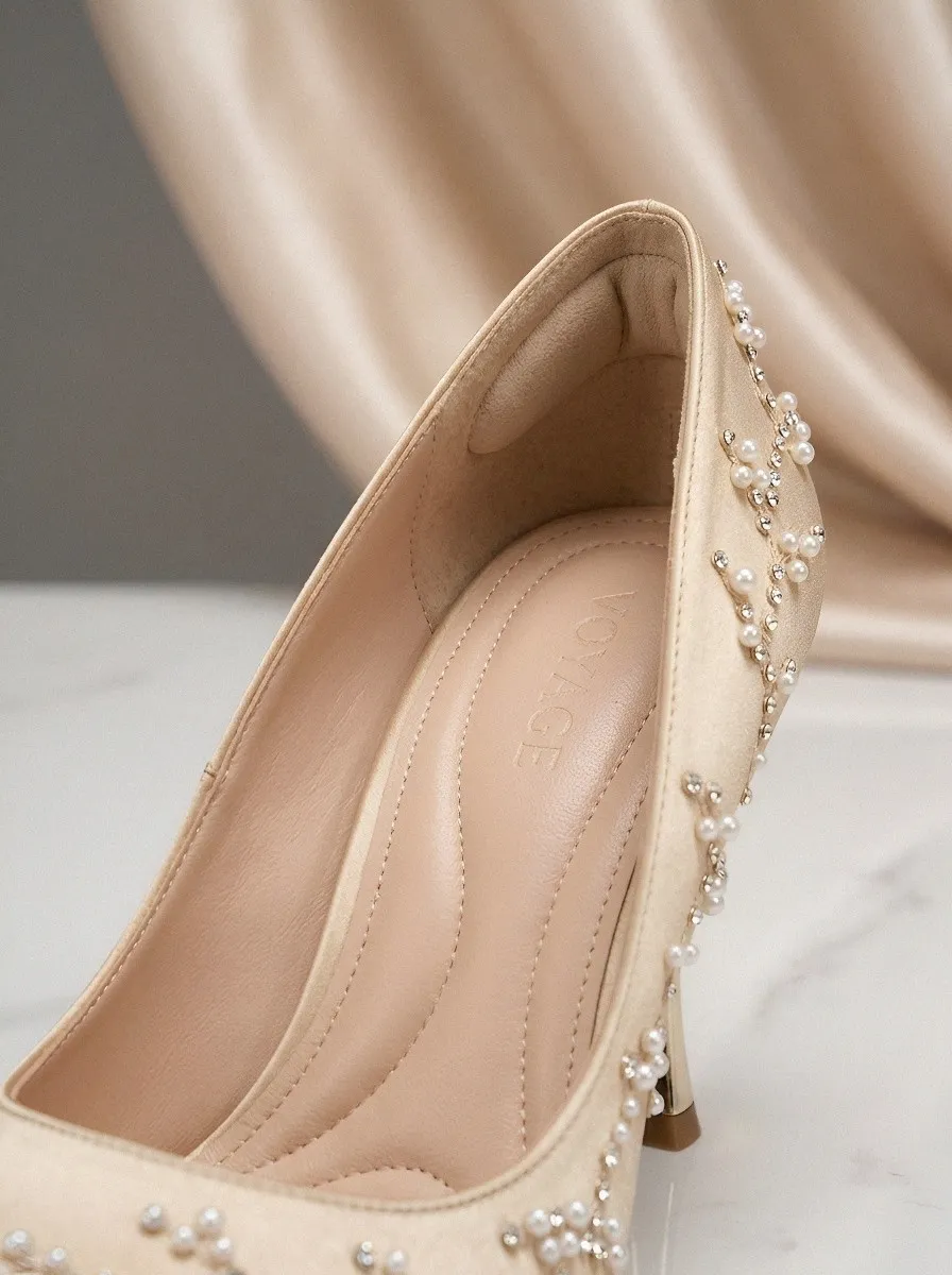 Rhinestone Pearl Floral Bridal-Inspired Women's Formal High Heels