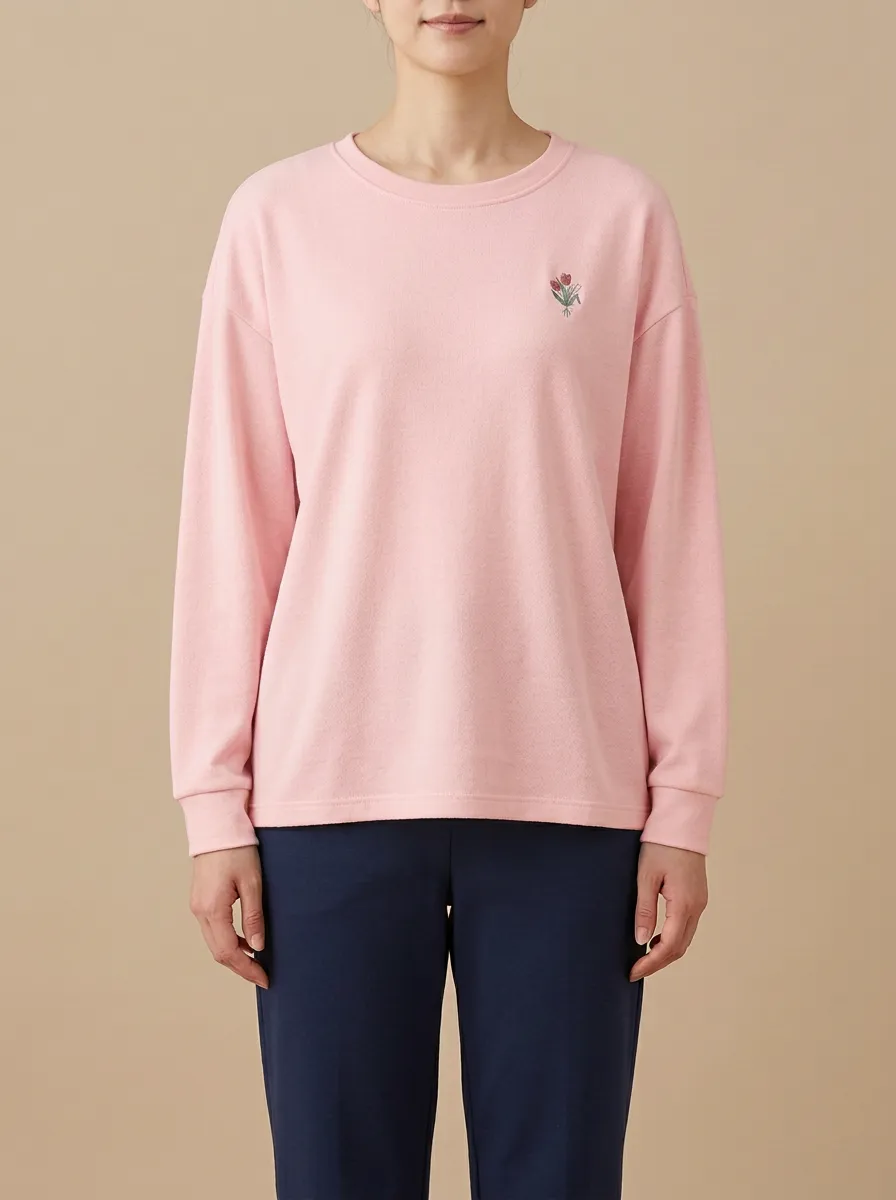 Women's Floral Embroidered Crew-Neck Sweatshirt