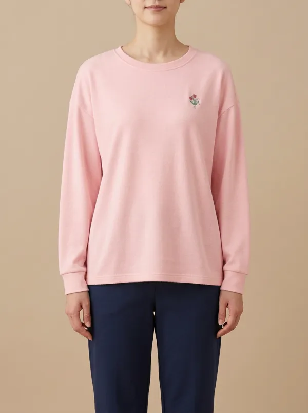 Women's Floral Embroidered Crew-Neck Sweatshirt