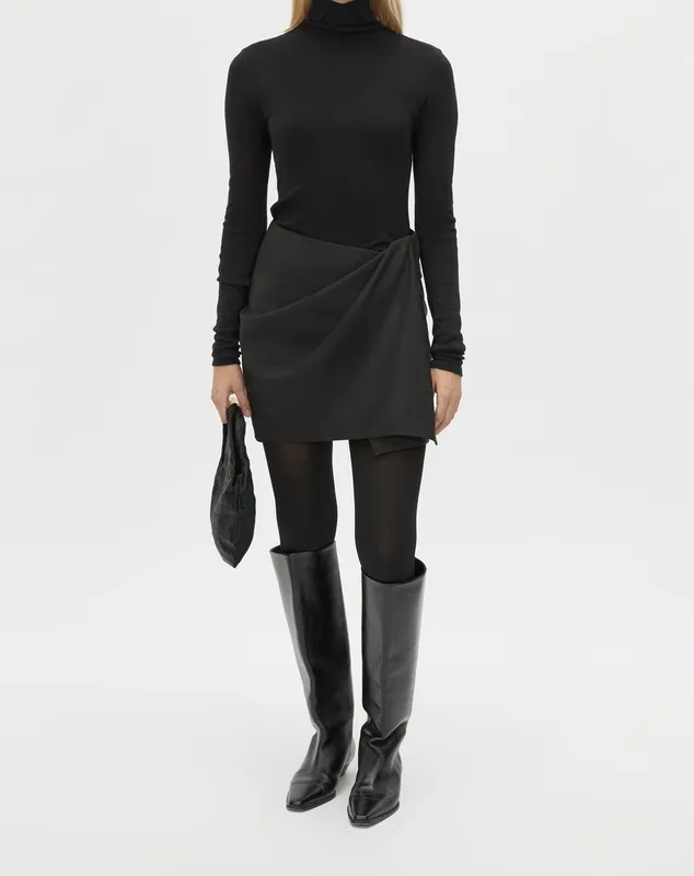 Black Wrap Mini Skirt