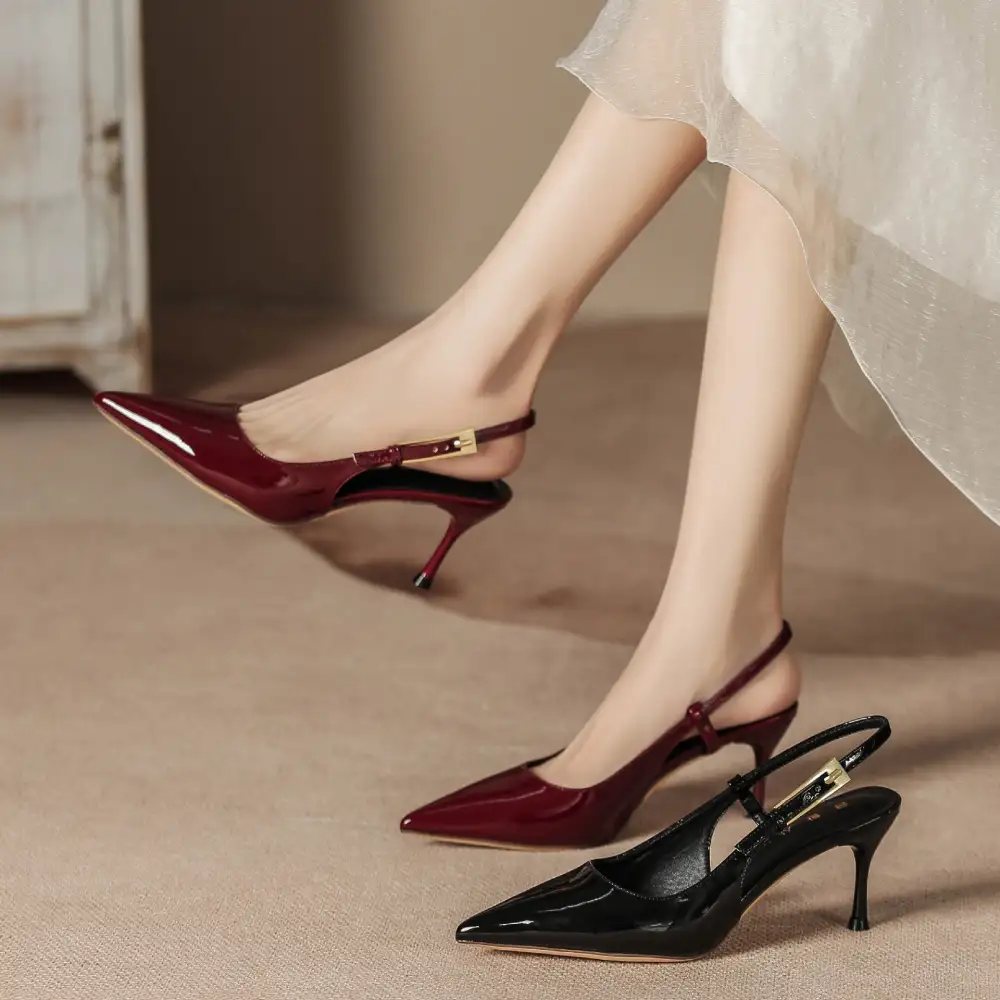 Glossy Finish Stiletto Sandals