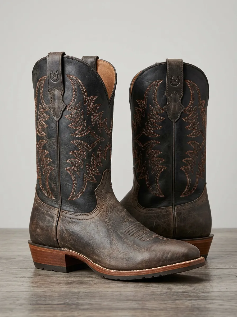 Ranchwear Horseshoe Embroidered Country Style Men's Western Cowboy Boots