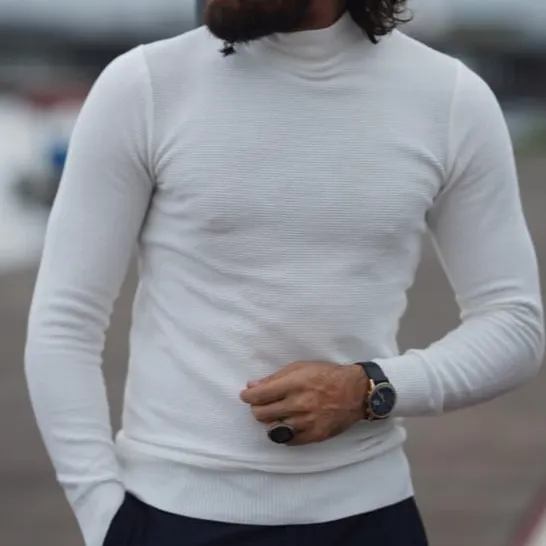 Refined Half Turtleneck Slim Fit Cotton Turtleneck Sweater