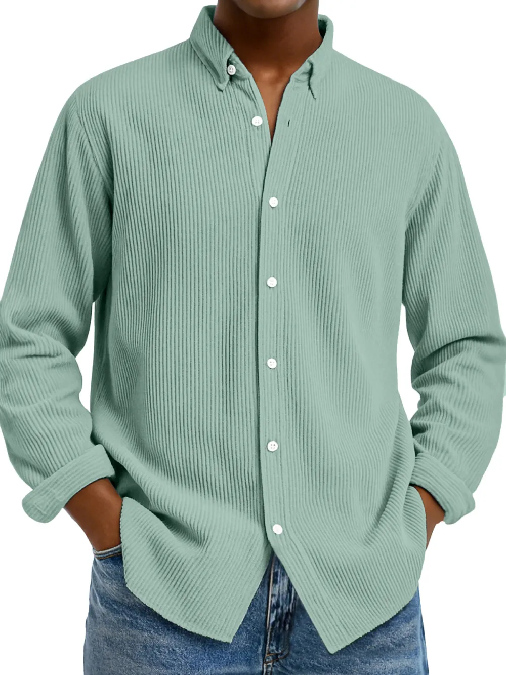 Clean Cut Long Sleeve Open Collar Shirt