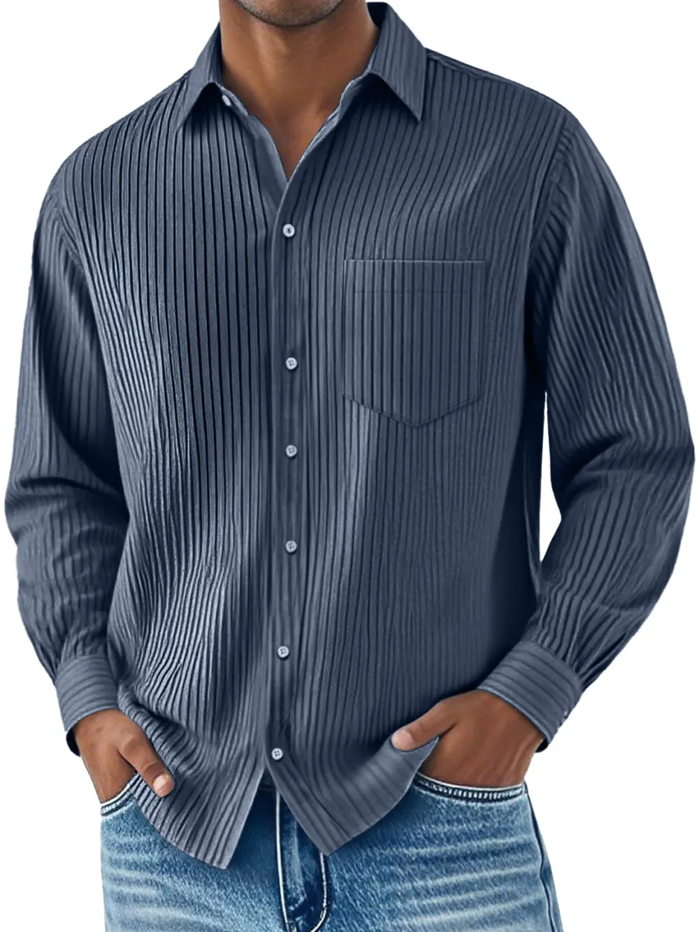 Everyday Ribbed Knit Camp Collar Shirt