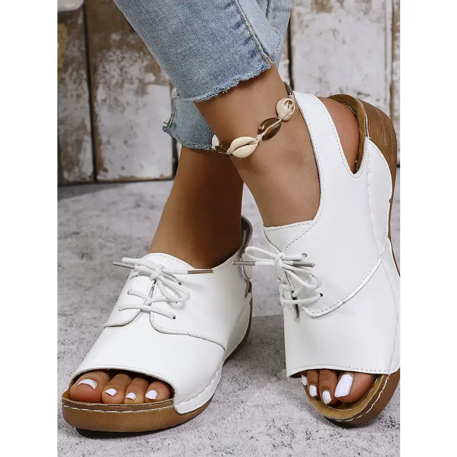 Casual Peep Toe Lace Up Comfort Sandals