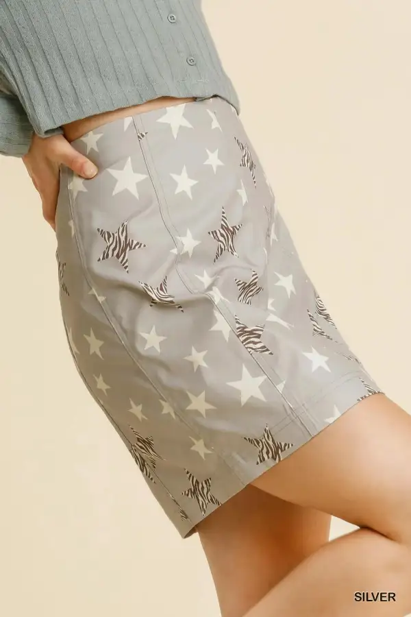 Smart Cotton Blend Printed Detail Skirt