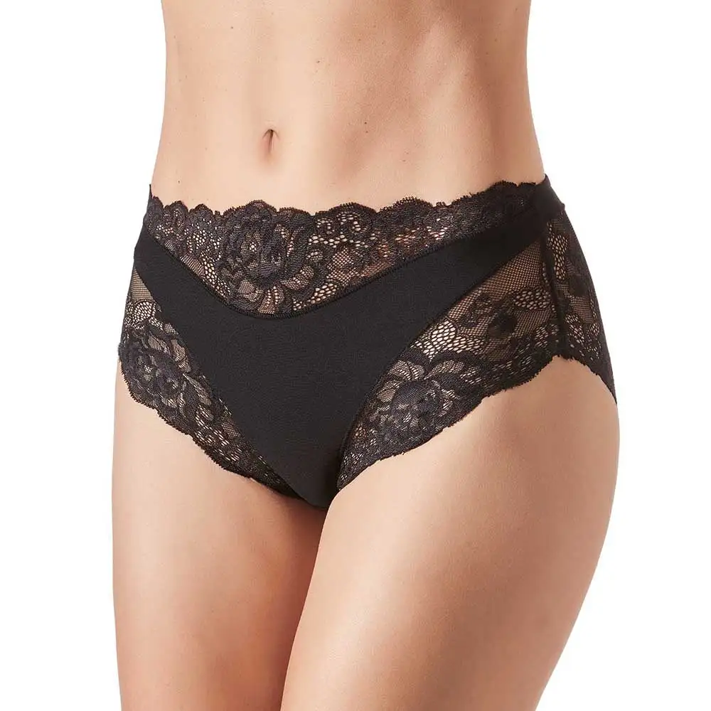 Women's Cotton Gusset Lace Sheer Detail Microfiber Cotton Brief Panty