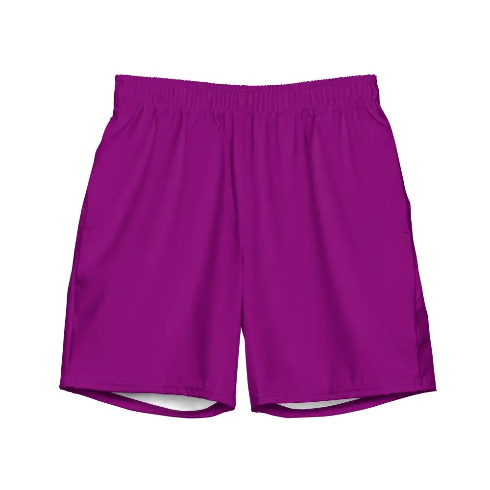 Mesh Lined Pocketed Printed Swim Trunks