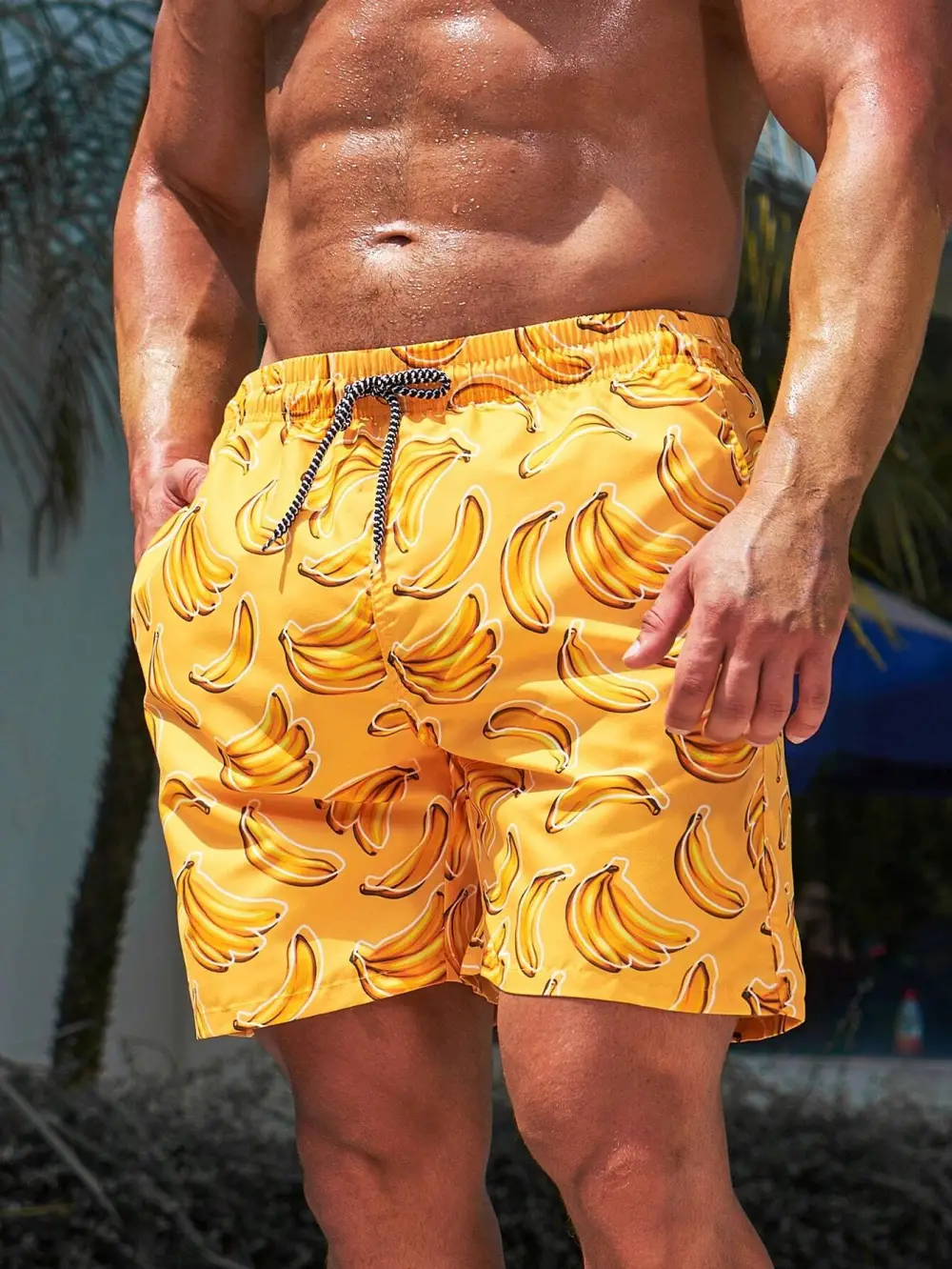 Men's Resort Banana Print Swim Trunks