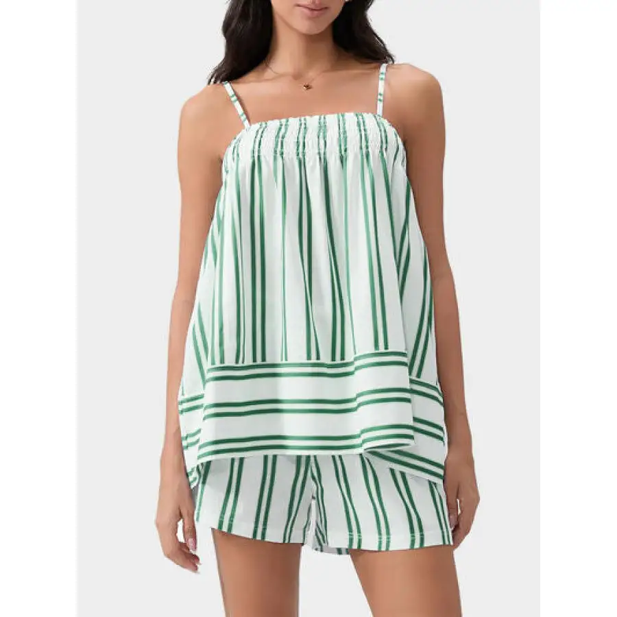 Relaxed Smocked Square Neck Cami and Shorts Set