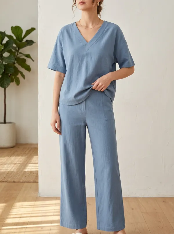 Refined Women's V-Neck Casual Lounge Set