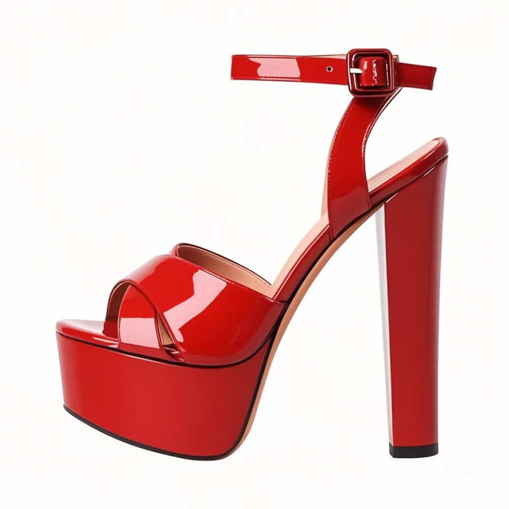 Platform Chunky Heel Ankle Strap Sandals
