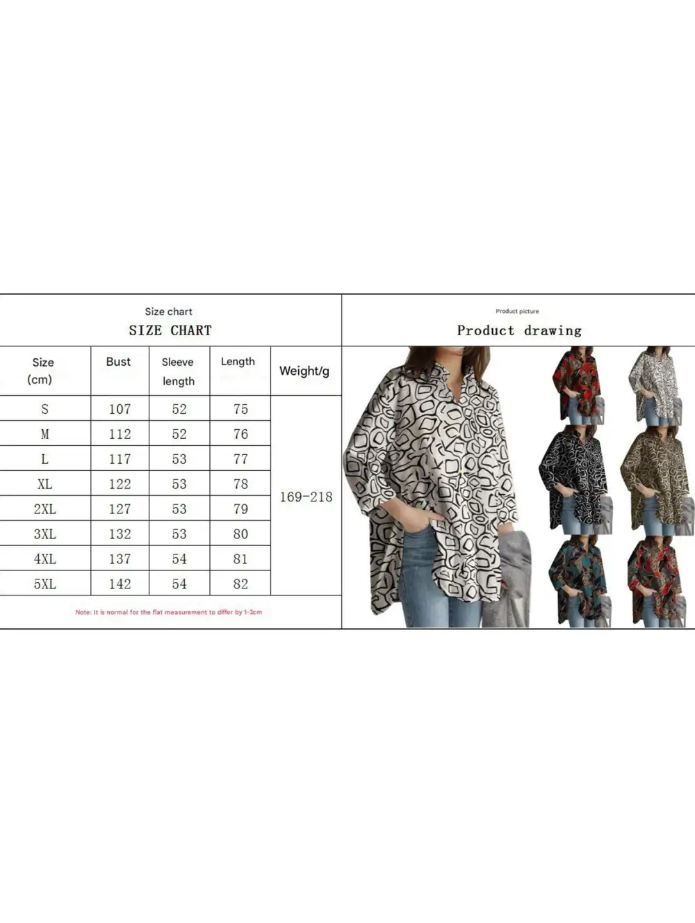 Printed Lapel Long-Sleeved Tunic Top