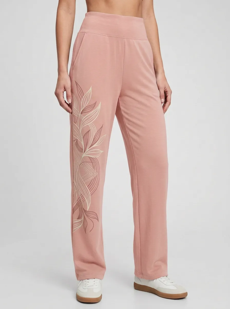 Women's Botanical Minimalist Leaf Graphic Lounge Pants