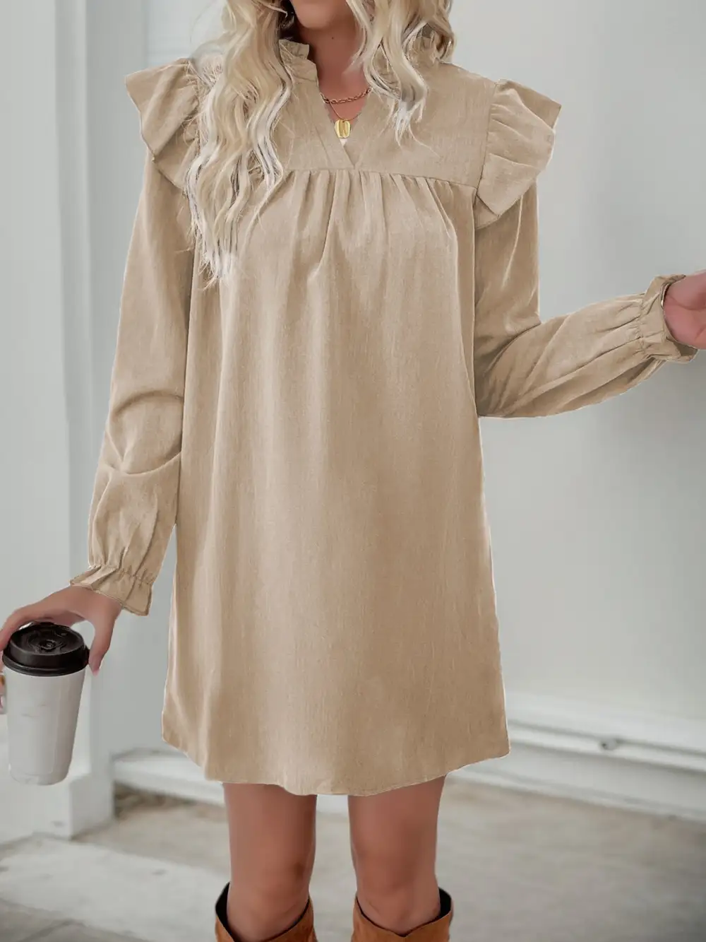 Catherine Cotton Blend Relaxed Ruffle Dress