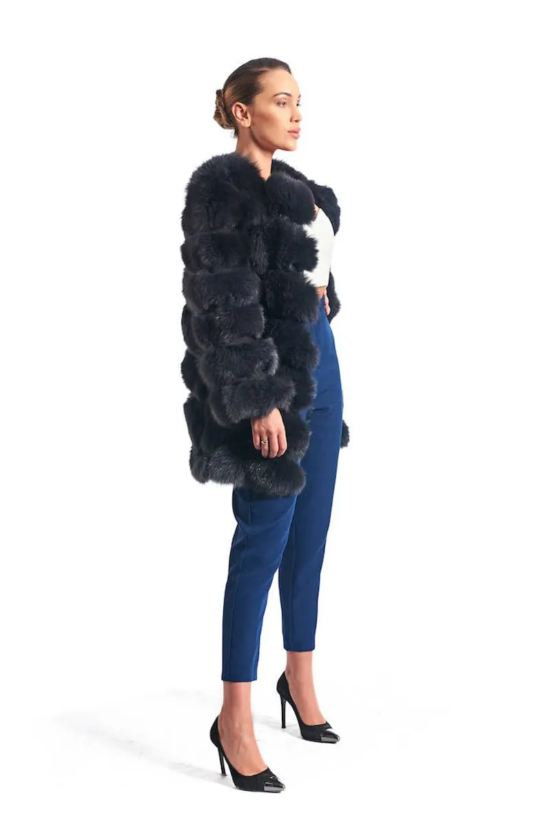 Dark Grey Fox Fur Coat Women’s